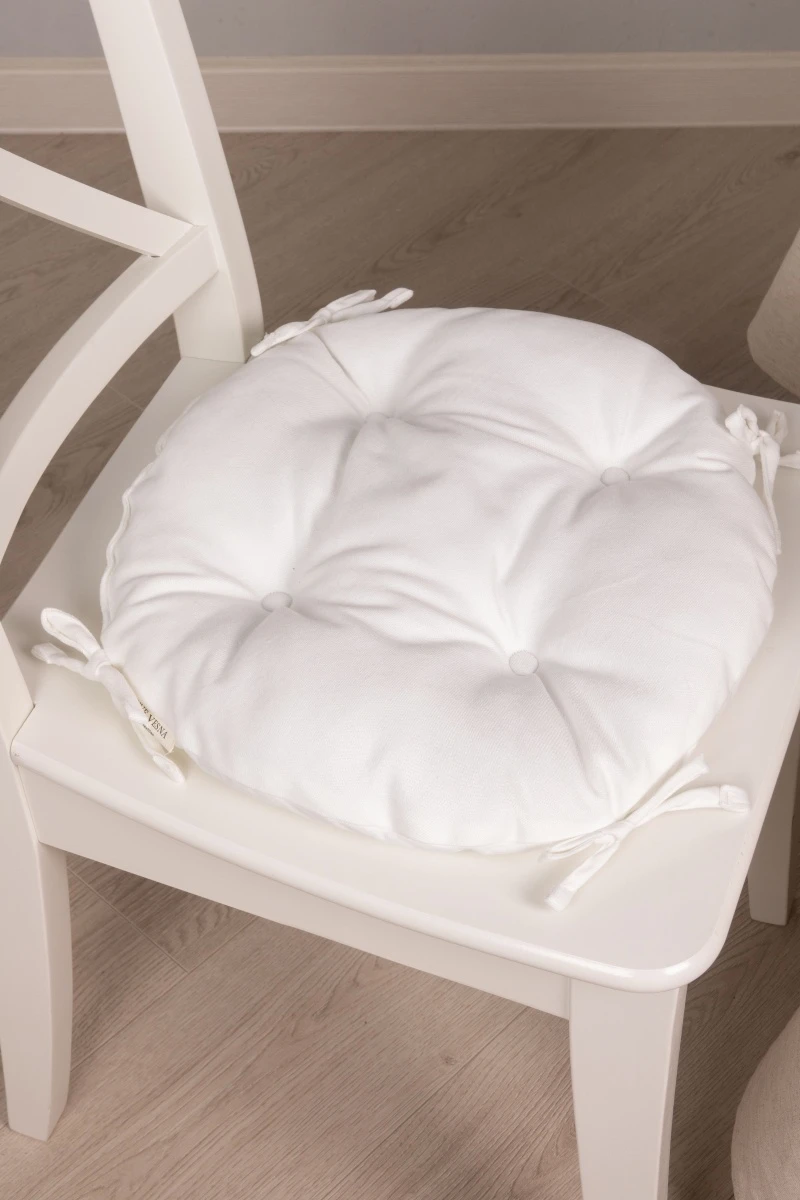 Подушка на стул из канваса круглая "ЯШ" Белый сахар (К-4) (33х33)