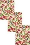 Набор полотенец рогожка (ТЛ) 377 Клубнички в цветах - 3 шт - 45х60 см