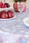 Скатерть круглая с кружевом 019 Пушистые снежинки (голубой) (вид 4)
