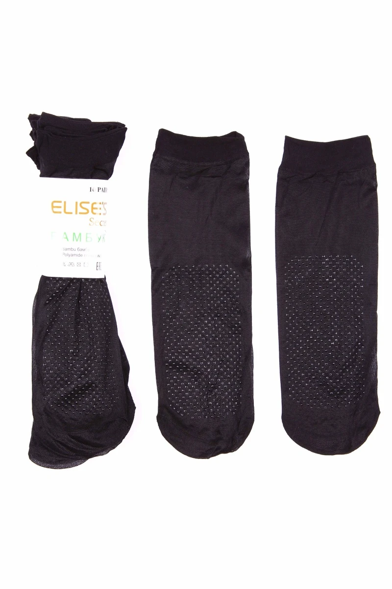 Носки женские капроновые с тормозами "Elises" 601 черный, р. 37-41 (по 10 пар)