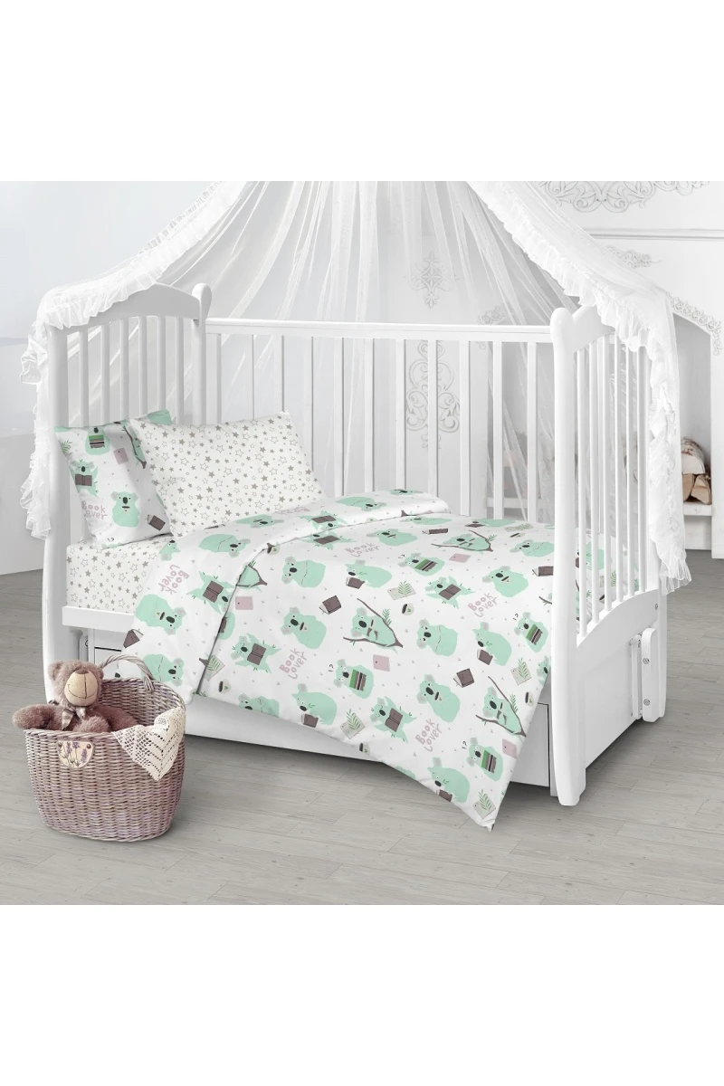 Ткань бязь 120г/м2, 150см "Коалы" рис. 7245-1 + 8060-34 тип 1