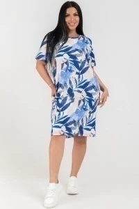 (СК) Платье "Ульяна" темно-синий, листья