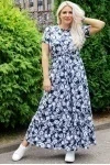 (СК) Платье "Маргарита" серый, цветы