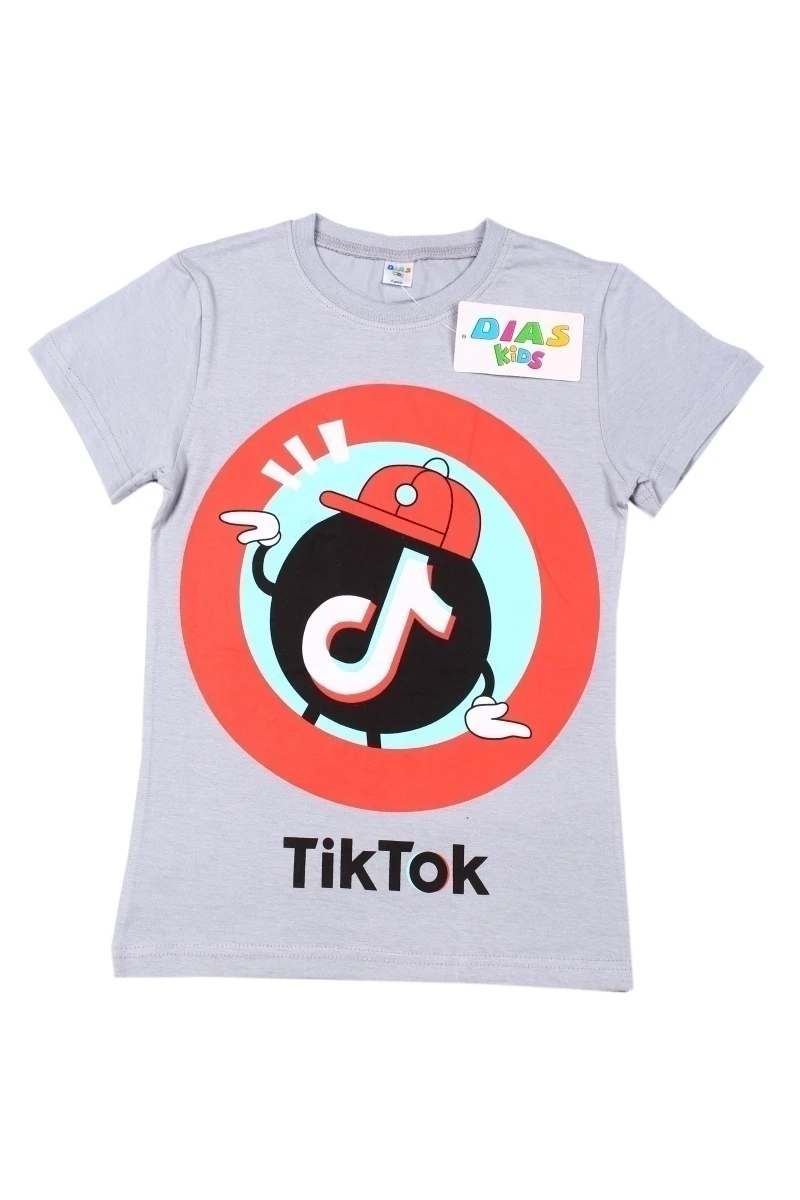 Футболка для мальчиков "Tik Tok" D003F серый
