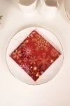 Салфетка из рогожки (Диз) 139 Парад снежинок (красный)