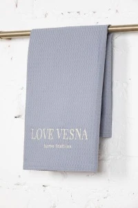 Полотенце с вышивкой Love Vesna вафельное 45/60 цв. 004 Пепельный (240 гр)