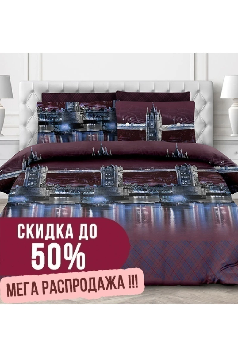 Простыня на резинке перкаль "Ночной город" арт. 6638-1
