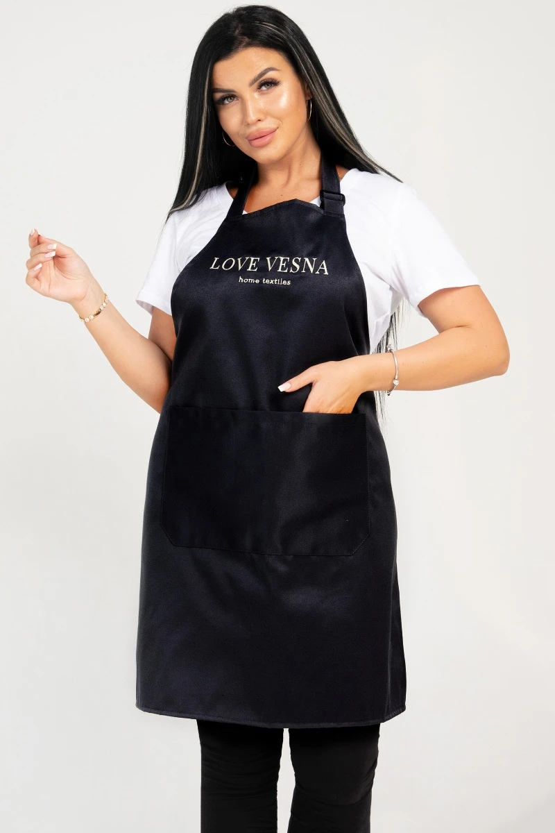Фартук (Ив) с вышивкой Love Vesna "Профи" (черный), 056 гретта