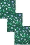 Набор вафельных полотенец 238 Снежинки на зеленом - 3 шт - 45х60 см