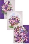 Набор полотенец рогожка 067 Королевский букет (фиолет) - 3 шт - 45х60 см