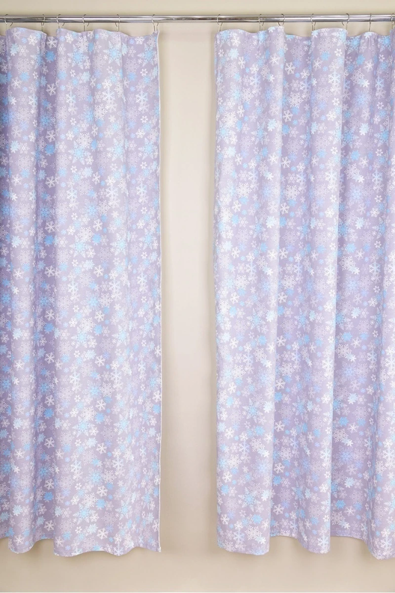 Комплект штор из рогожки "Диз" Пушистые снежинки (голубой)