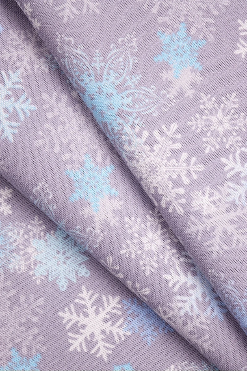 Комплект штор из рогожки "Диз" Пушистые снежинки (голубой)