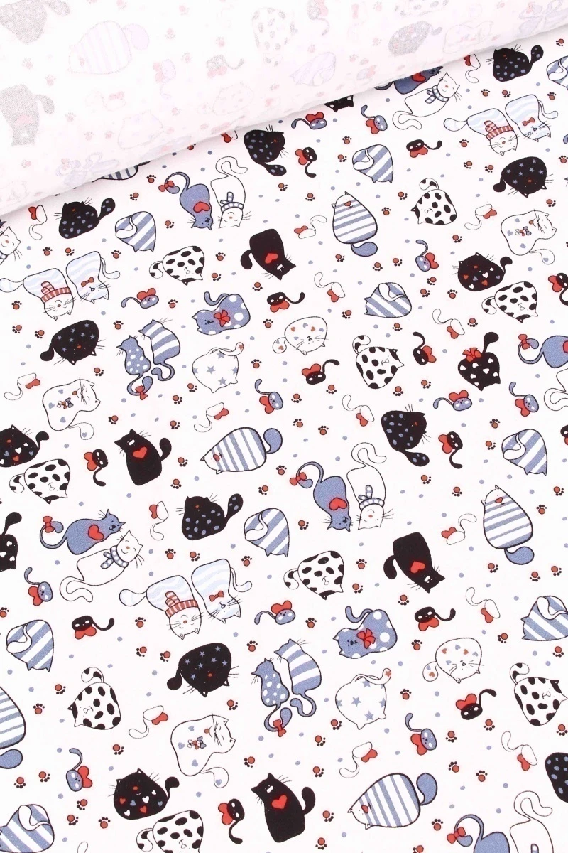 Ткань Фланель Престиж 183г/м2, 90см "Кошечки" рис. 21195 вид 1