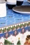 Скатерть рогожка "Пром" Мишки (голубой)
