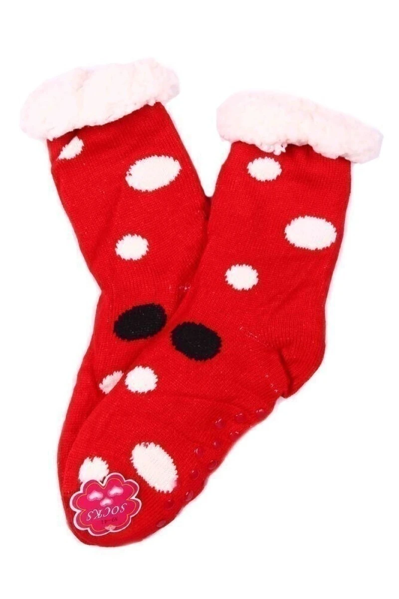 Тапочки-носки теплые домашние S003 "Socks" 003 красный