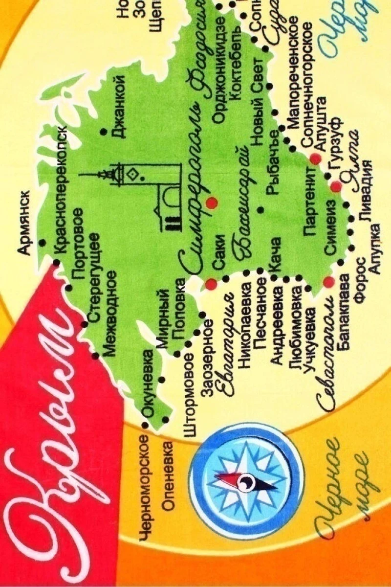Полотенце банное махровое 028 Карта Крыма - 140/75