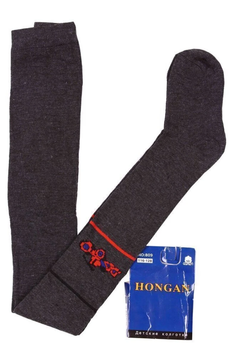 Детские колготки хлопковые "HONGAN" 809 формула 1 антрацит