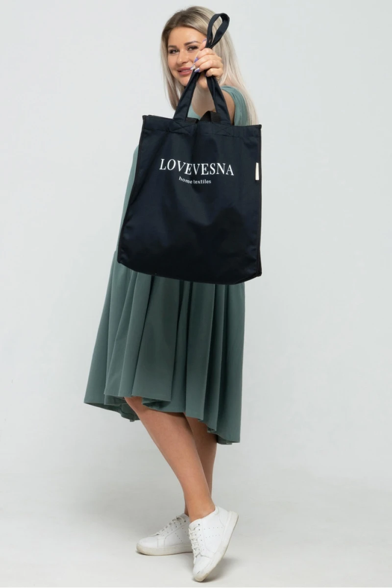 Эко сумка-шоппер из саржи "Love Vesna" (кейс), черный