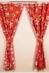 Комплект штор из рогожки "ХБК" Новогодние звезды (красный)