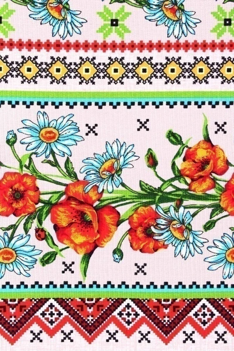 (К) Полотенце вафельное 352 Народные узоры  - 35/75 (по 5 шт. в уп.)