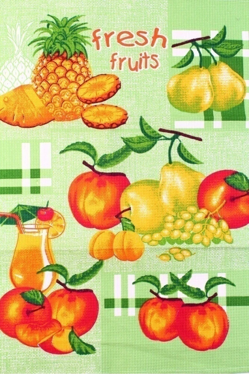 (К) Полотенце вафельное 241 Fresh fruits зеленое - 45/60 (по 5 шт. в уп.)