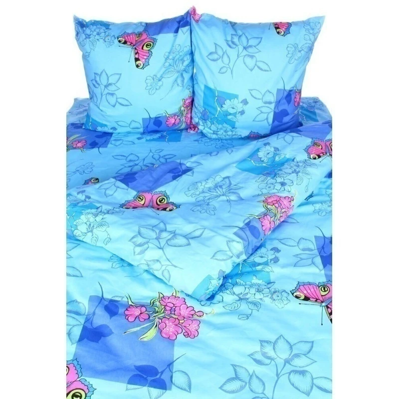 Постельное белье 120г/м бязь "Бабочки" цв. голубой р.1.5 сп. арт. 814/3