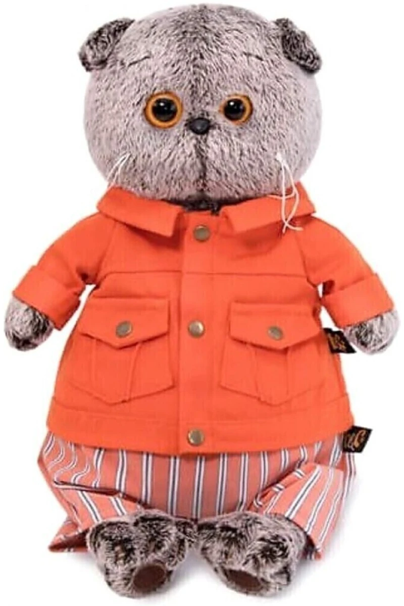 (П) Игрушка "Басик" (ИвШвейСтандарт)  в оранжевой куртке и штанах 19 см