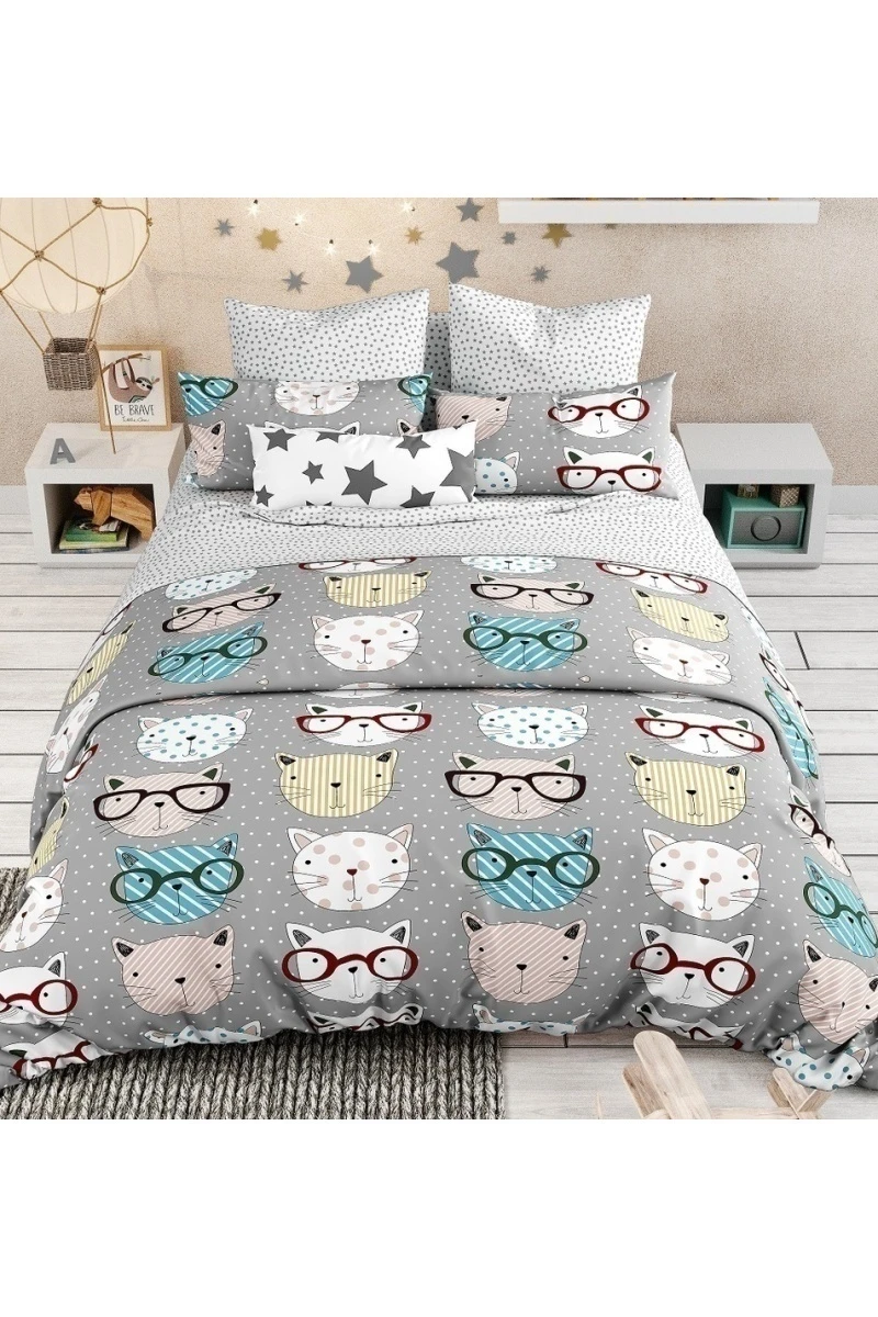 Простыня "ГОС" бязь "Стиляги" серый рис. 7395/2 тип 1