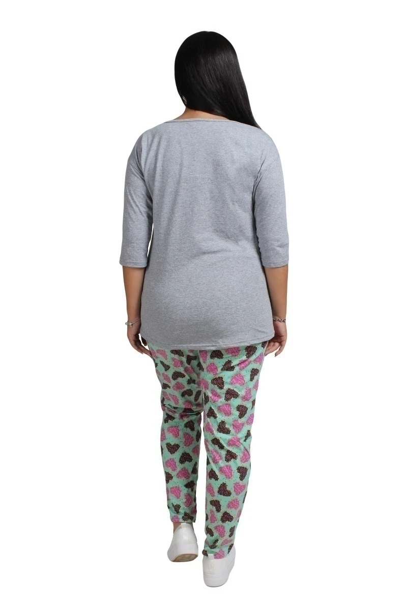 Женская пижама ЖП 057 (серый+сердечки на мятном)