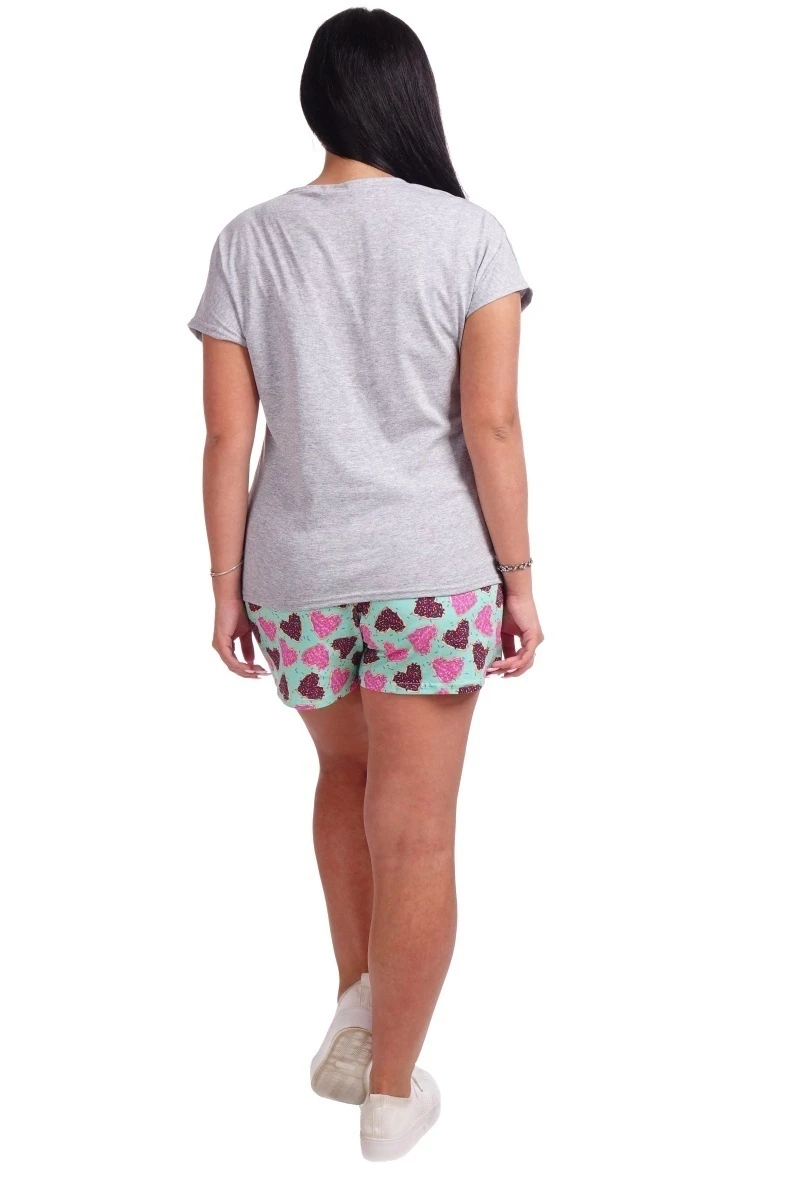 Женская пижама ЖП 022 (серый+сердечки на мятном)
