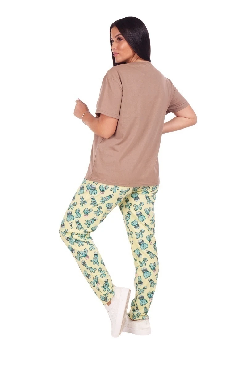 Женская пижама ЖП 024 (бежевый+кактусы)