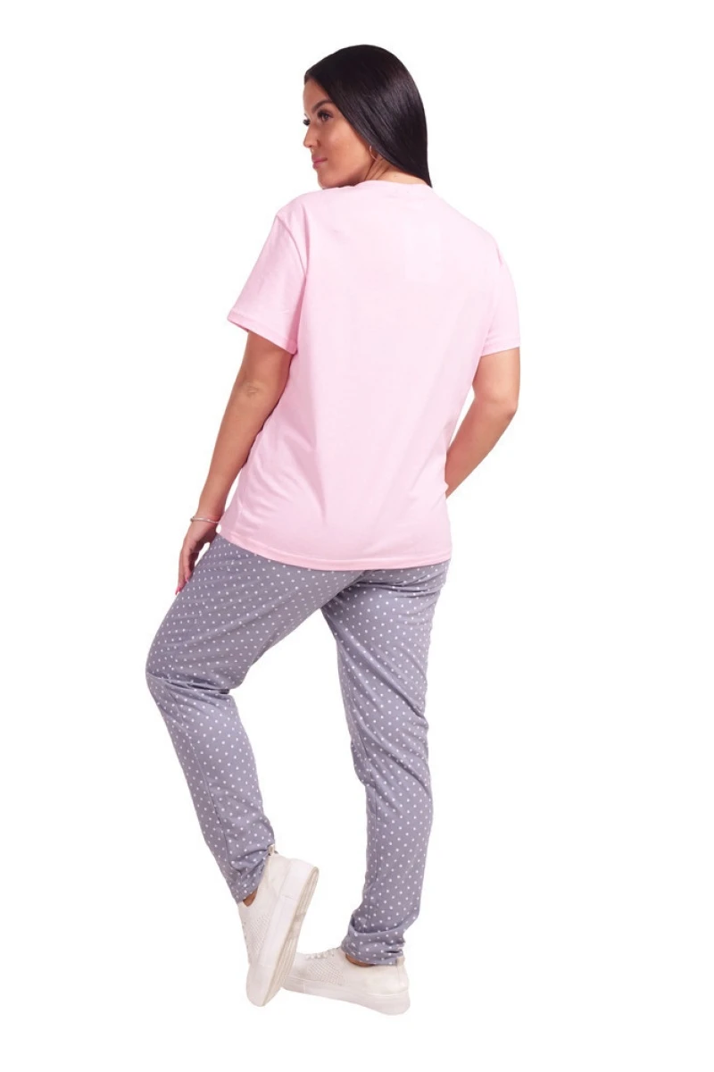 Женская пижама ЖП 024 (розовый+горох на сером)