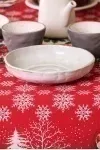 Дорожка из рогожки "Пром" Семья снеговичков (красный)