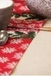 Дорожка из рогожки "Пром" Семья снеговичков (красный)