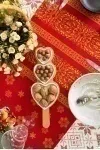Дорожка из рогожки "Пром" Снегири в Новогоднюю ночь (красный)