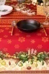 Дорожка из рогожки "Пром" Снегири в Новогоднюю ночь (красный)
