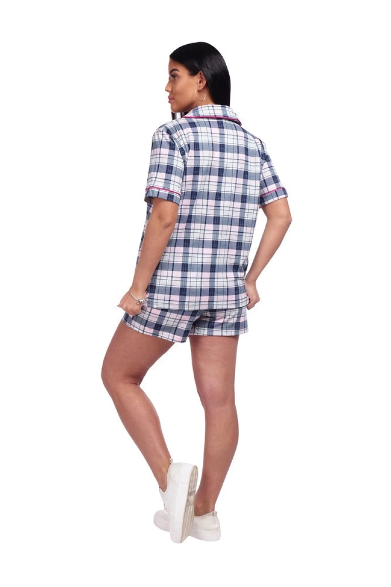 Женская пижама с шортами в клетку ММ2018