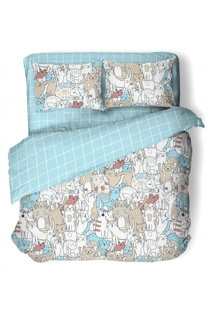 Простыня "ТЛ" бязь "Pet cats" (кошки) арт. 10307-1 + 10309-1 тип 2