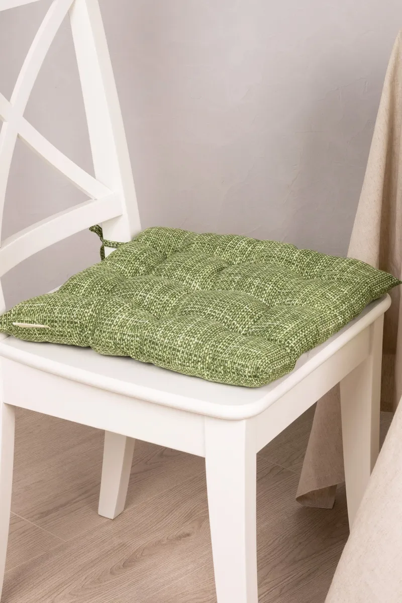 Подушка на стул из рогожки "ХБК" Холщовая (зеленый) арт. 35007/1 (М-9)