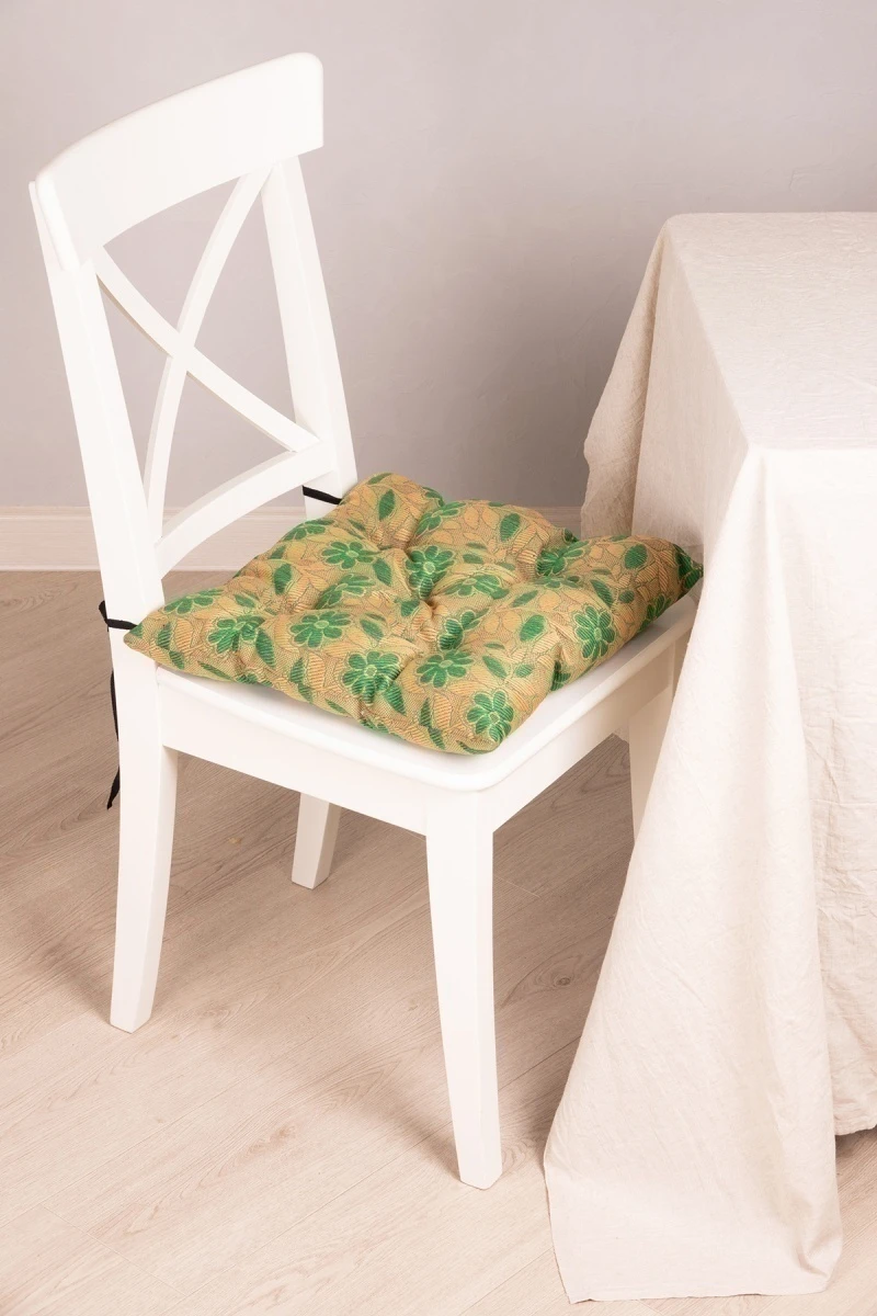 Подушка на стул из гобелена Зеленый акцент арт. JB-077 (150 см) (М-5)