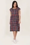 Платье с пуговицами и сборкой - Шанталь tartan - красный