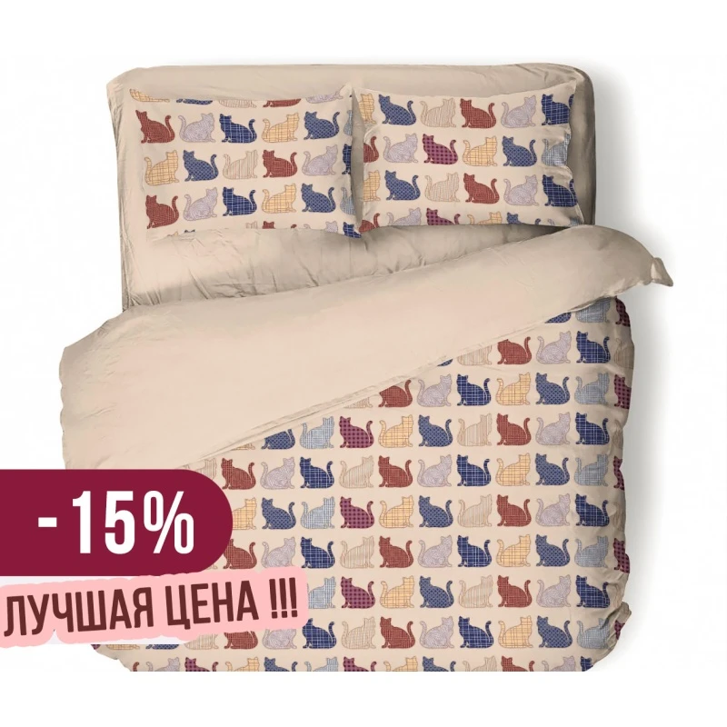 КПБ яселька с прост. на рез. "ТЛ" бязь "Фактурные кошки" ком. арт. 10535-1 + 10536-1