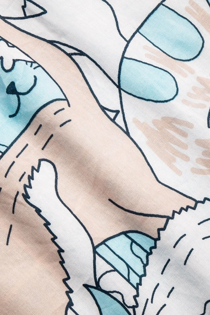 1 + 1 Пододеяльник и наволочка бязь "Pet cats" (кошки) ком, 145х215, 70х70 см (арт. 10307-1 + 10309-1, "ТЛ")