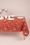 Скатерть рогожка "Диз" Парад снежинок (красный)