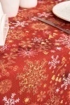 Скатерть рогожка "Диз" Парад снежинок (красный)