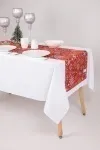 Дорожка из рогожки "Диз" Парад снежинок (красный)