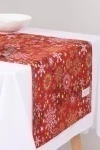 Дорожка из рогожки "Диз" Парад снежинок (красный)