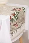 Дорожка полулен жаккард "ТТ" Снегири (льняная зима)