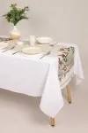 Дорожка полулен жаккард "ТТ" Снегири (льняная зима)