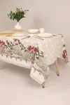 Скатерть полулен жаккард "ТТ" Снегири (льняная зима)